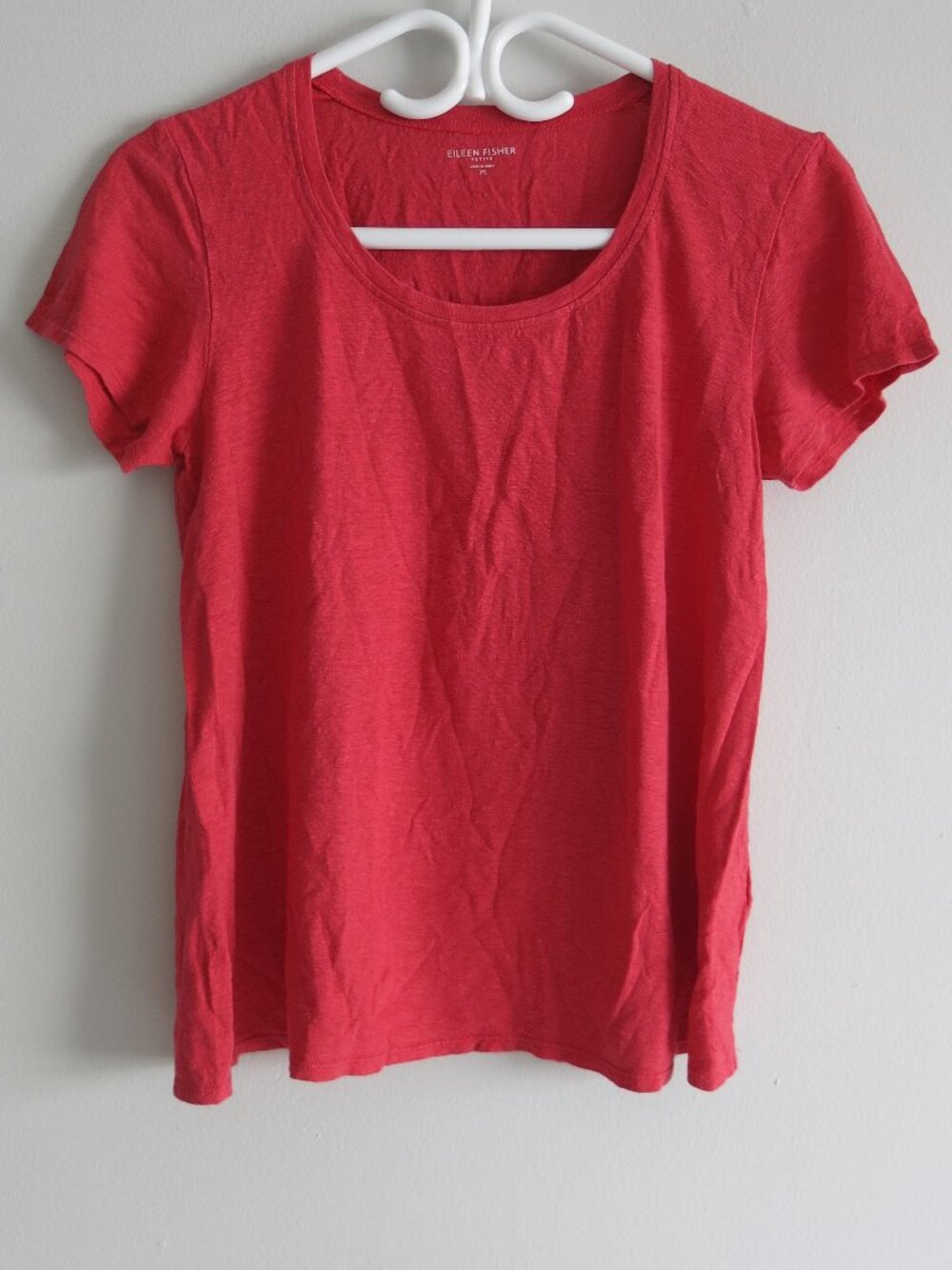 Eileen Fisher 100% Organic Linen Short Sleeve Basic Tee Top - Size Petite Small